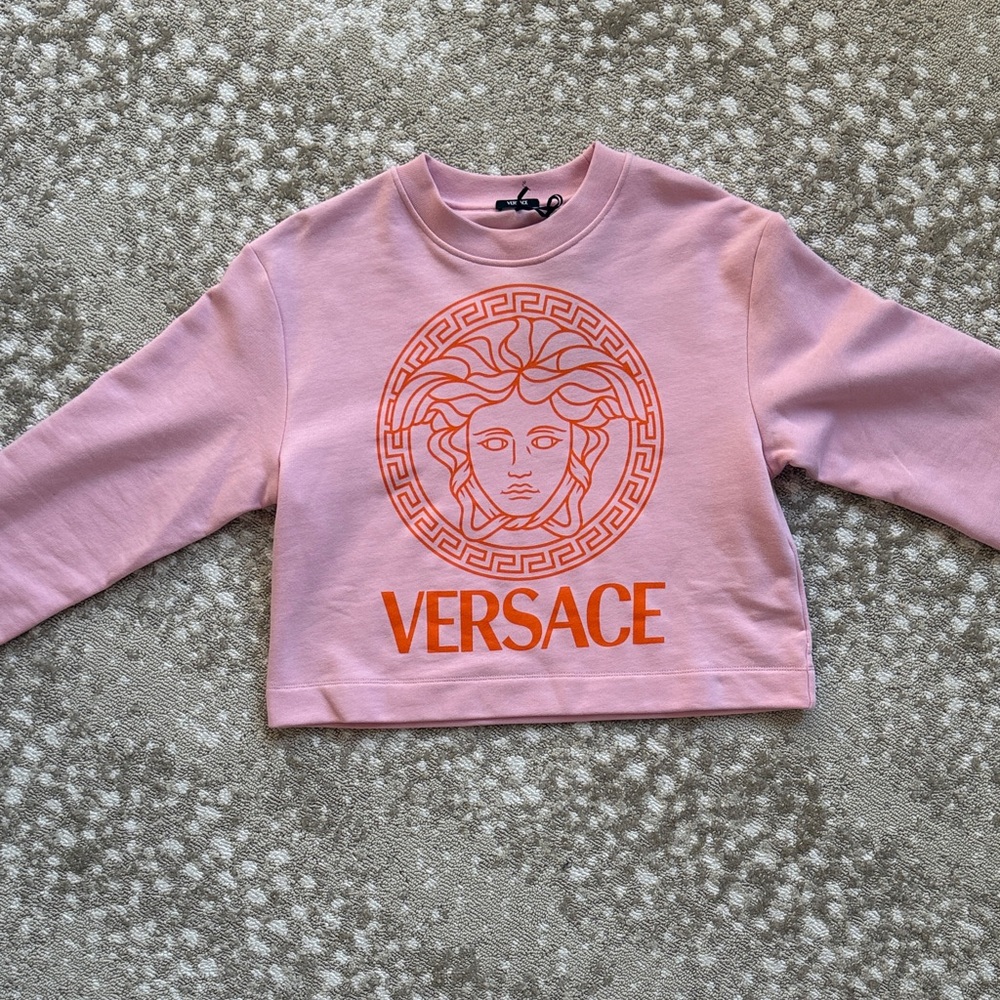 Versace Pink and Orange Crew Neck Sweatshirt Sz 38 (fits XS/S)